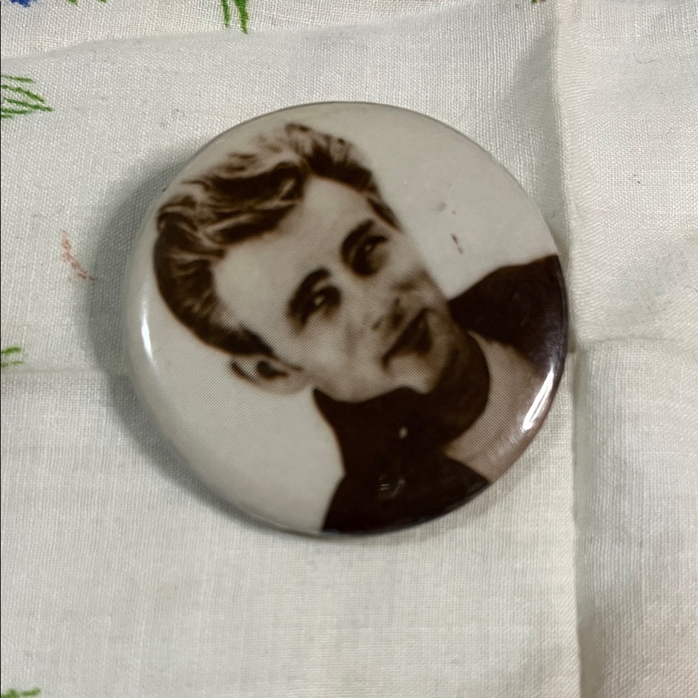 Authentic Original Vintage Style Brown & Black Portrait Pin Button